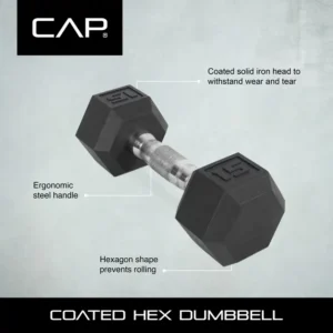 CAP Barbell, 20lb Coated Rubber Hex Dumbbell, Pair