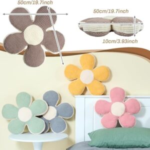 Sioloc Flower Pillow Flower Shaped Pillow Aesthetic Flower Cushion Cute Seat Cushion Flower Plush Pillow Decorative Throw Pillow for Bed,Couch(Coffee,19.7")