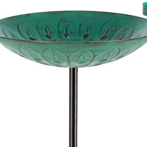 Stargarden Bird Bath, Metal Bird Baths, 12.7“Dia Peacock Pattern Outdoor Bird Bath with Stake, Decorative Hummingbird Birdbaths for Outdoors, Garden Decor