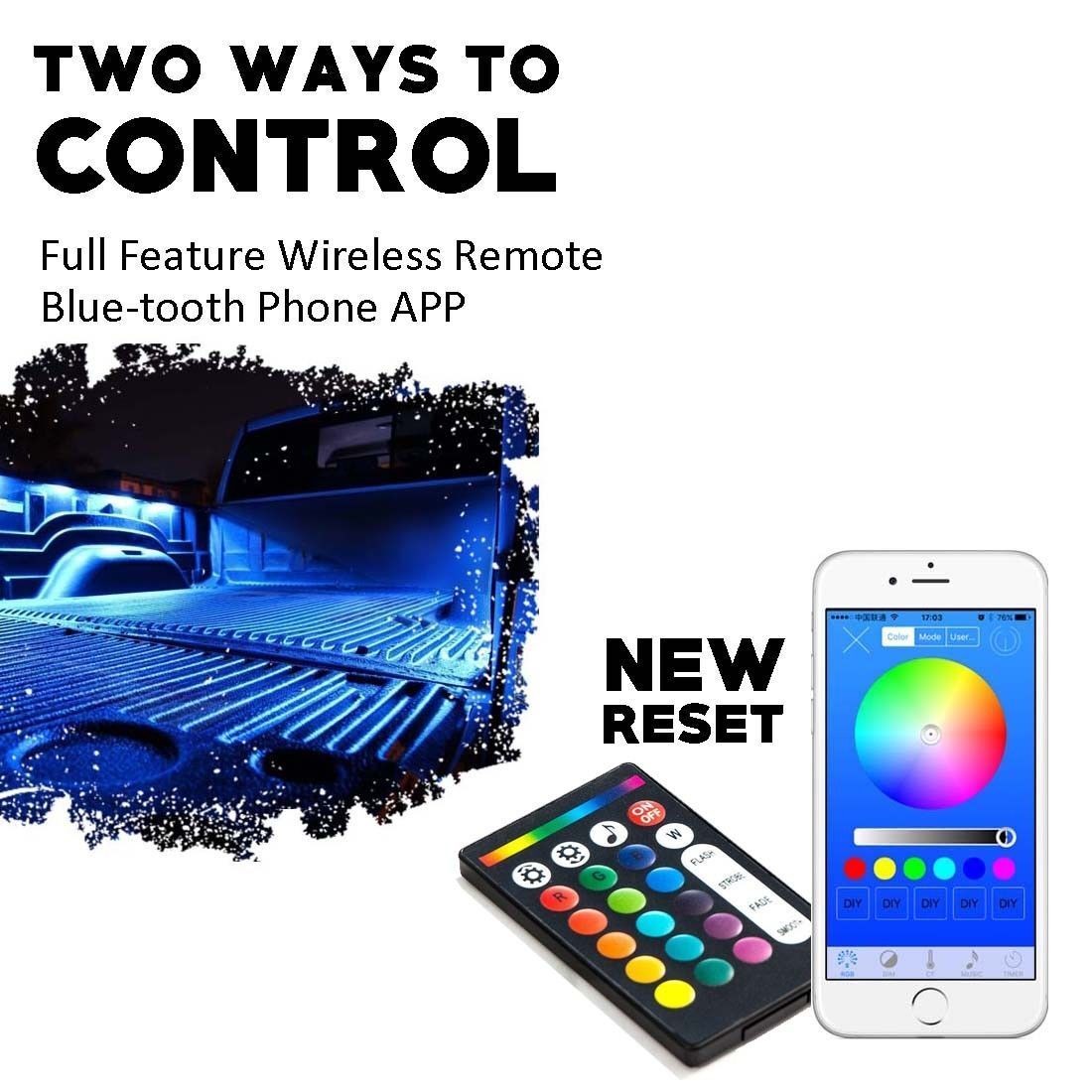 Car Wireless RGB-W LED Rock Light Kit Remote & Phone Control Brake Mode Music - Image 5