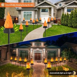 Toodour Solar Outdoor Torch Lights with Flickering Flame, 4 Pack Solar Lights for Outside, Waterproof LED Flame Torches, Solar Outdoor Lights for Camping Garden Landscape Patio Path Outdoor Decor