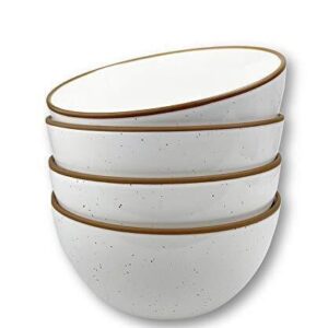 Mora Ceramic Bowls For Kitchen, 28oz - Bowl Set of 4 - For Cereal, Vanilla