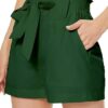 NEYOUQE Shorts for Women Summer Casual Bowknot Belted Elastic High Waisted Wide Leg Beach Loose Short Pants with Pockets