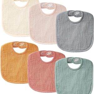 POIKSHARK Muslin Baby Bibs for Unisex Boys Girls, Soft Cotton Baby Drool Bibs, Drooling and Teething Bibs for Infant, Newborn