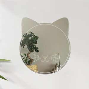 Acrylic Mirror Wall Stickers Cute Cat Decoration Mirror Non-Glass Unbreakable Hanging Mirror Wall Art Aesthetic Kids Mirror for Room Decor-Small