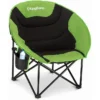 KingCamp Folding Camping Saucer Chairs Oversized Moon Round Sports Outdoor Chairs with Cup Holder for Adults Green