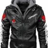 Meshnew Embrace C-Y-B-E-R-P-U-N-K in the Halloween Samurai Black Hooded Gaming real leather Jacket
