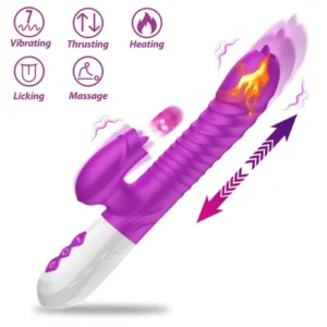 ESVOW Thrusting Rabbit Vibrator for Women, Stimulator Sex Toys with 10 Tongue Licking Vibration & 3 Telescopic Modes & Heating Function,5 IN 1 Waterproof Adult Toy for Couples Pleasure