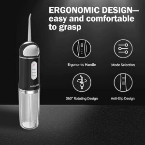 Water-Flosser-Cordless-Teeth-Cleaner MAKJUNS Water Dental Flosser with 3 Modes 4 Jets Rechargeable Dental Oral Irrigator for Home Travel (Premium Black)