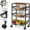 Kitchen Cart with Storage &Wheels 4 Tier Rolling Utility Cart Metal Pantry Rack