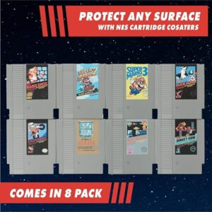 Paladone Nintendo NES Cartridge Retro Drink Coasters for Gamers - Set of 8 - Featuring Donkey Kong, Legend of Zelda, Super Mario, and More Classic Game
