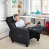 Costzon Kids Recliner, Adjustable PU Leather Lounge Chair w/Side Pockets, Footre