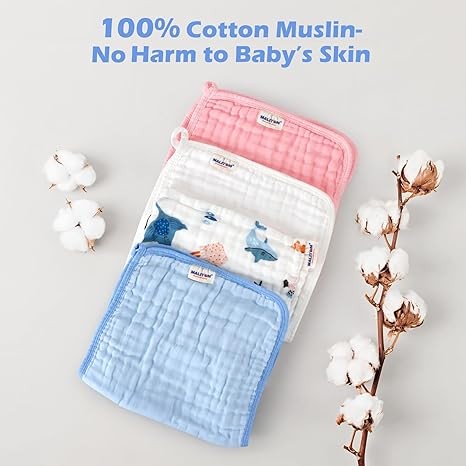 Maliton Muslin Baby Burp Cloths 6 Pack Large 20''x10'' 100% Cotton Burp Rags Absorbent and Soft 6 Layers Muslin Cloth Baby Essentials for Newborn(Animals and Cars, Pack of 6) - Image 3