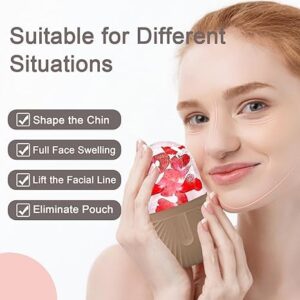 RoseFlower Silicone Ice Roller for Face and Eye, Ice Facial Roller Ice Holder for Face, Face Ice Mold Ice Holder for Face, Ice Face Roller Skin Care, Face Icers Reusable Ice Cube Roller, Brown