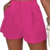SOFIA'S CHOICE Women's Pleated Wide Leg Shorts Casual High Waisted Shorts with Pockets