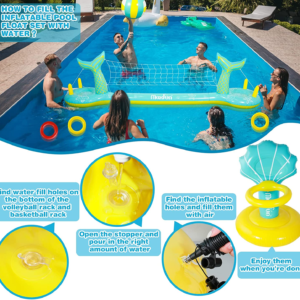 Max Fun Pool Floats Toys Game Set Floating Basketball Hoop Inflatable Ring Toss