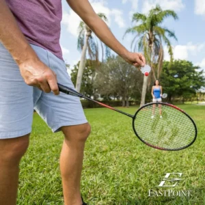 EastPoint Sports 2 Player Badminton Racket Set; Contains 2 Rackets with Tempered Steel Shafts, Comfort Handles and 2 Durable, White Shuttlecock Birdies