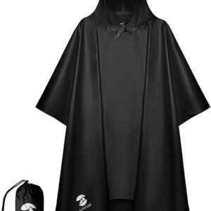 SaphiRose Hooded Rain Poncho Waterproof Raincoat Jacket for Men Women Adults