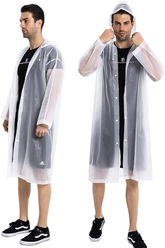 COOY Rain Coats (2 Pack) - Reusable EVA Rain Ponchos for Adults Rain Jackets Raincoats for Men Women - Image 3
