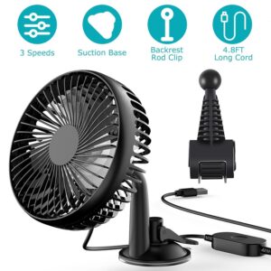 Rotatable Car Cooling Fan Fan Mini USB Vehicle Fan Backseat Clip Fan W/3 Speeds
