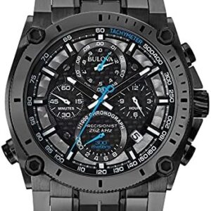 Bulova Men's Icon High Precision Quartz Chronograph Watch, Curved Mineral Crystal, 300m Water Resistant, Continous Sweeping Secondhand, Luminous Markers