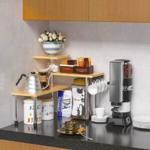 Kitchen Countertop Organizer Corner Shelf - 3 Tier Bathroom Storage Display Coun