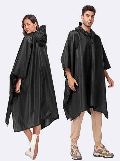 SaphiRose Hooded Rain Poncho Waterproof Raincoat Jacket for Men Women Adults - Image 2