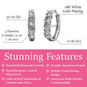 Cate & Chloe Bethany 18k White Gold Plated Silver Hoop Earrings | Women's Crystal Earrings, Jewelry Gift