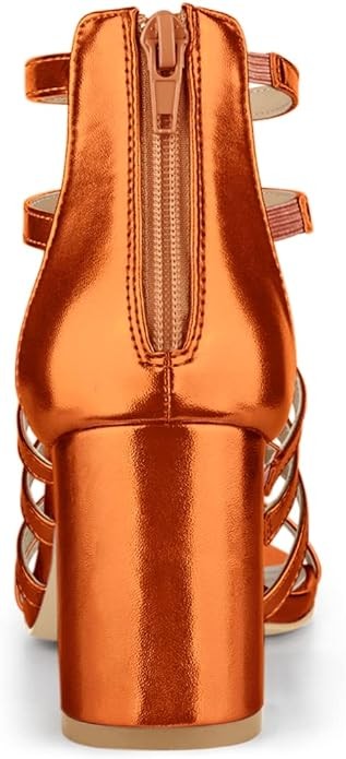 Allegra K Women's Cage Strappy Gladiators Chunky Heels Sandals - Image 3