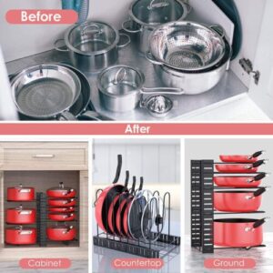 US 8 Tiers Pot Organizer Rack Cabinet Storage Lid Holder Home Kitchen Pan Holder