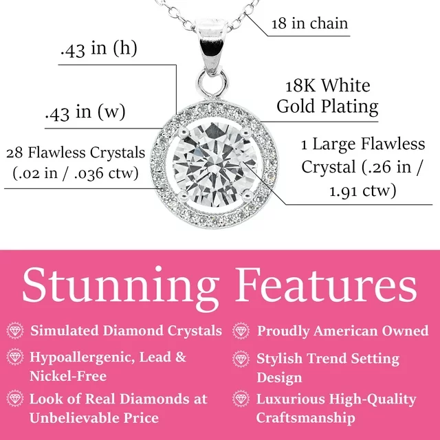 Cate & Chloe Blake 18k White Gold Plated Silver Halo Necklace | CZ Crystal Necklace for Women, Gift for Her - Image 5
