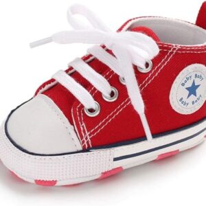 Meckior Baby Girls Boys Canvas Sneakers Soft Sole High-Top Ankle Infant First Walkers Crib Shoes