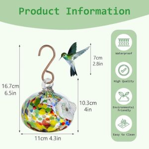 Hummingbird Feeders for Outdoors Glass Hanging with Hook Glass Hummingbird Feeders for Garden Backyard Decor for Bird Lovers