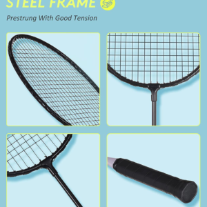 Badminton Rackets Set of 6 for Outdoor Backyard Games, Including 6 Rackets, 6 Ny