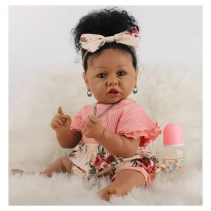 Takanini Newborn Baby Black Silicone Body Girl Doll Playset