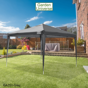 Gazebo Marquee Canopy Party Tent Grey 3 x 3m By Garden Universe Steel Frame