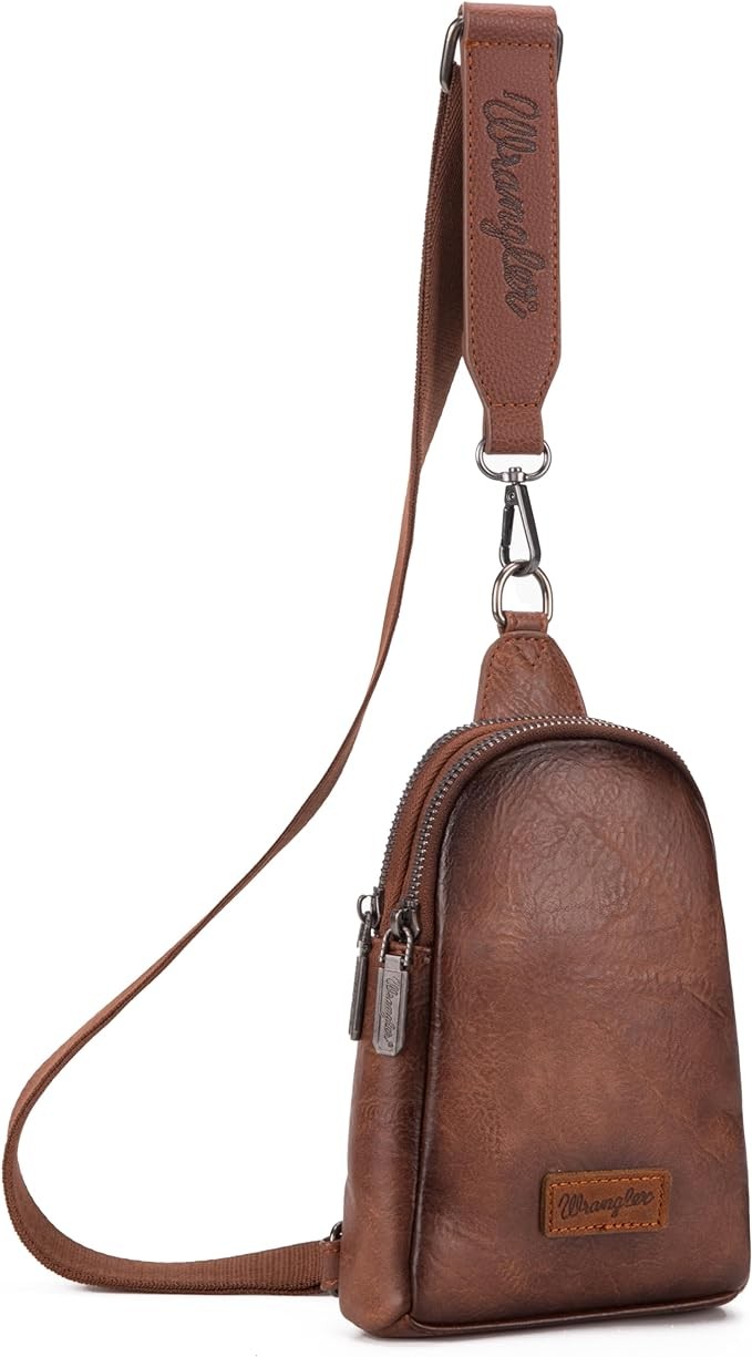 Wrangler Small Sling Bag for Women Fanny Packs Crossbody Bags Leather Chest Bag Cross Body Purse for Gift,WG87-210A-DBRnew - Image 2