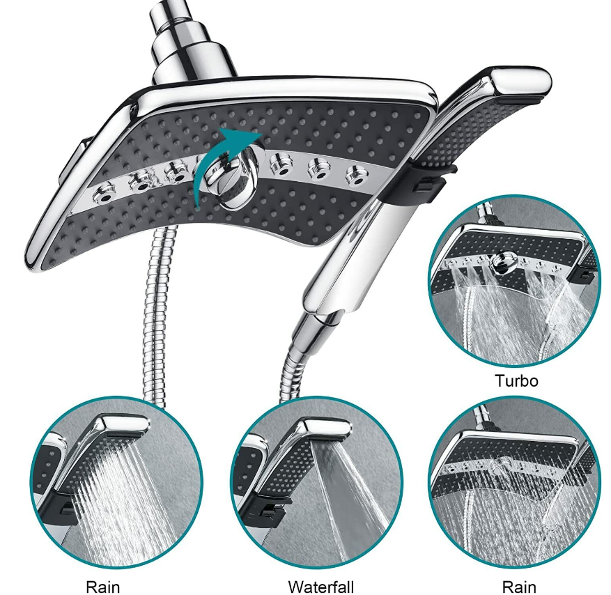 "Bright Showers" Multi Function Rain Chrome Shower Head PSS3919-01 - Image 5