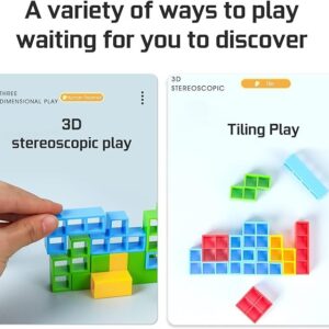 ALKISTA 48 Pcs Tetra Tower Balance Stacking Blocks Game, Board Games for 2 Players+ Family Games, Parties, Travel, Kids & Adults Team Building Blocks Toy