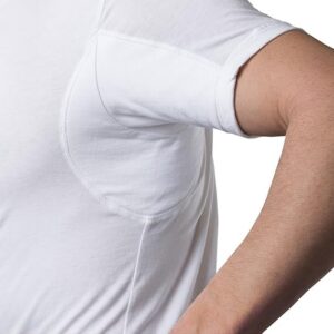Men's Sweatproof Undershirt | Cotton Crew Neck T-Shirt with Underarm Sweat Pads, Original Fit | Aluminum-Free Alternative