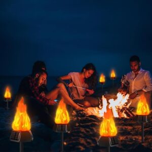 Toodour Solar Outdoor Torch Lights with Flickering Flame, 4 Pack Solar Lights for Outside, Waterproof LED Flame Torches, Solar Outdoor Lights for Camping Garden Landscape Patio Path Outdoor Decor