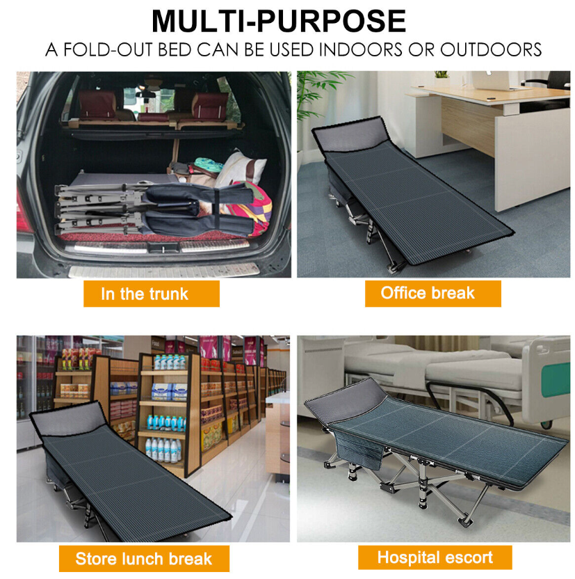 SLSY Folding Cot Bed Rollaway Bed With Mattress Carry Bags Rollaway Cot 600 LBS - Image 3