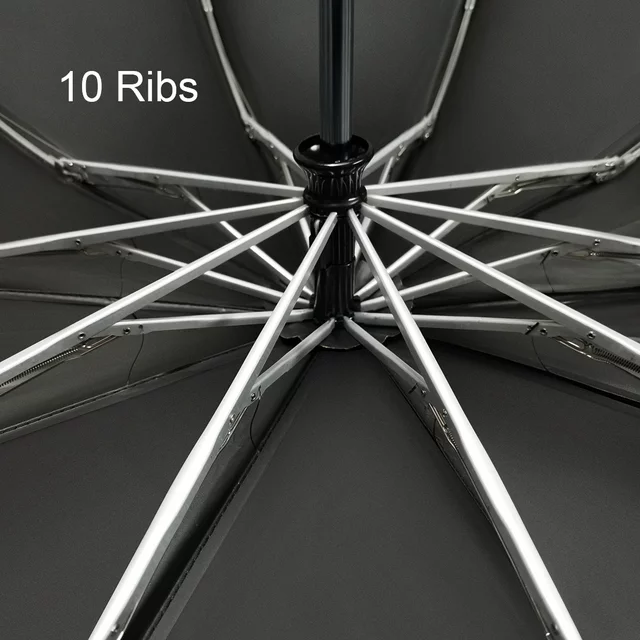 10 Ribs Fully Automatic UV Umbrella Reflective Stripe Large Reverse Umbrellas For Rain Sun Heat Insulation Parasol Sky Blue - Image 4